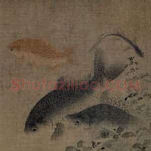 宋代 刘采《落花游鱼图》国画花鸟作品图片赏析