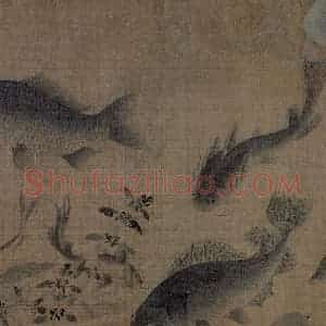 宋代 刘采《落花游鱼图》国画花鸟作品图片赏析