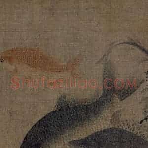 宋代 刘采《落花游鱼图》国画花鸟作品图片赏析