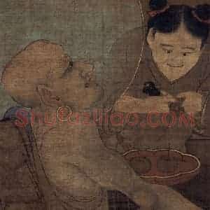 宋代 金大受《第十六尊者 注茶半托迦尊者图》国画人物工笔作品图片赏析