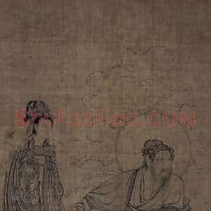 宋代 李公麟《维摩居士图》国画人物工笔作品图片赏析