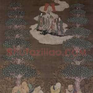 宋代 陆信忠《佛涅盘图》国画人物工笔作品图片赏析