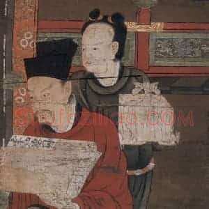 宋代 陆信忠《五官王》国画人物工笔作品图片赏析
