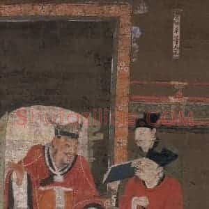 宋代 陆信忠《平等王》国画人物工笔作品图片赏析