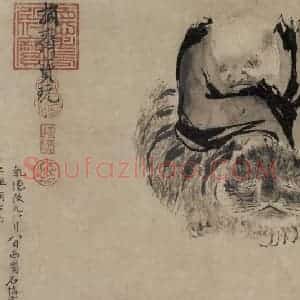 五代 石恪《二祖调心图》国画人物写意作品图片赏析