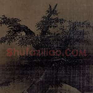 宋代 梁楷《雪景山水图》国画山水工笔作品图片赏析