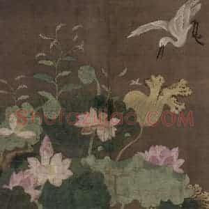 宋代《莲池水禽图》国画花鸟工笔作品图片赏析