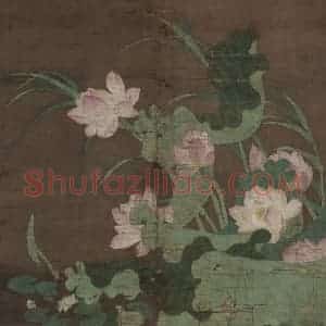 宋代《莲池水禽图》国画花鸟工笔作品图片赏析