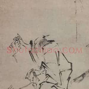 宋代 梁楷《六祖撕经图》国画人物作品图片赏析