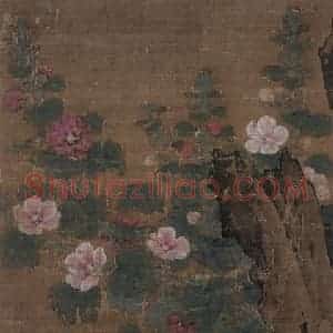 宋代 毛益(传)《蜀葵游猫图》国画综合作品图片赏析