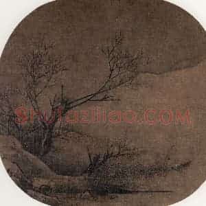 宋代 梁楷（传）《雪景山水图》国画山水作品图片赏析