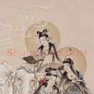 1947年 蔡鹤洲《三大士》国画综合作品图片赏析