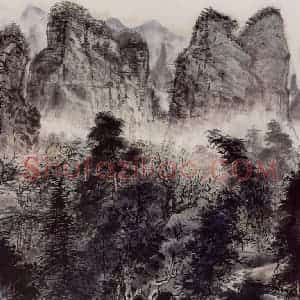 1958年 蔡鹤洲《陕甘道上》国画山水作品图片赏析