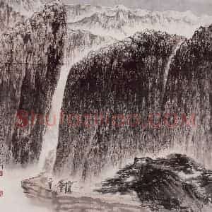 1958年 蔡鹤洲《陕甘道上》国画山水作品图片赏析