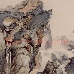 1948年 蔡鹤洲《高山流水》国画山水作品图片赏析