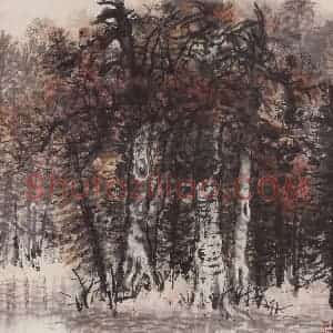1960年 蔡鹤洲《林间》国画综合作品图片赏析