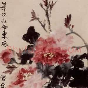 1961年 蔡鹤洲《笔花竞向东风发》国画花鸟作品图片赏析