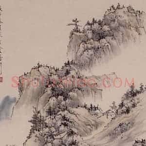 1948年 蔡鹤洲《古意如梦》国画山水作品图片赏析