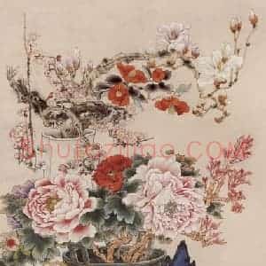 1964年 蔡鹤洲《岁朝清供》国画花鸟作品图片赏析