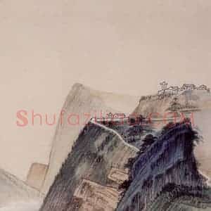 1953年 蔡鹤洲《泰山碧霞宫鸟瞰》国画山水作品图片赏析