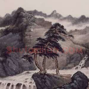 1980年 彭友善《山水》国画山水作品图片赏析