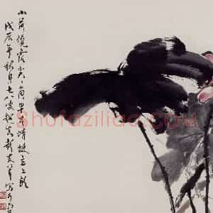 1988年 彭友善《荷花蜻蜓》国画花鸟作品图片赏析