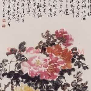 1988年 彭友善《牡丹》国画花鸟作品图片赏析