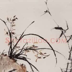 1990年 彭友善《兰竹图》国画花鸟作品图片赏析