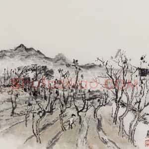 1960年 童中焘《太湖写生》国画山水作品图片赏析