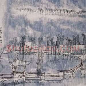 1988年 童中焘《云水光中》国画山水作品图片赏析