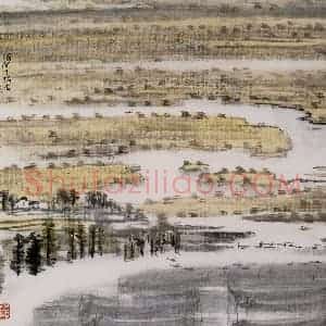 1988年 童中焘《若耶秋风》国画山水作品图片赏析