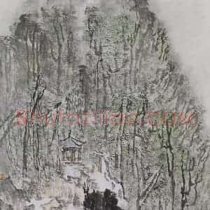 1999年 童中焘《早春烟霞》国画山水作品图片赏析