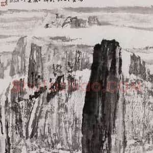 2000年 童中焘《仙都云峰》国画山水作品图片赏析