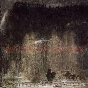 1990年 童中焘《天气晚来秋》国画山水作品图片赏析