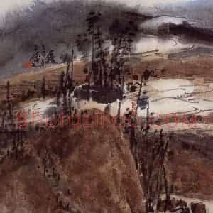 2004年 曾宓《乡间暮色》国画综合作品图片赏析
