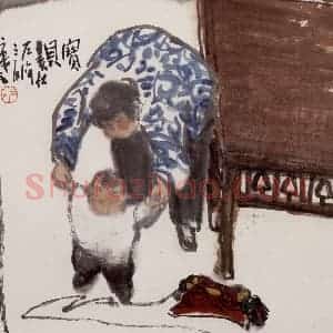 1995年 曾宓《宝贝》国画人物作品图片赏析