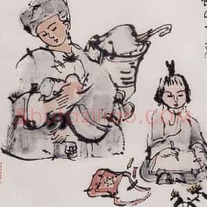 1970年 张桂铭《忆湘西》国画人物作品图片赏析