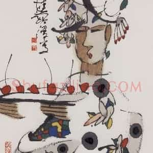 1990年 张桂铭《人物》国画人物作品图片赏析