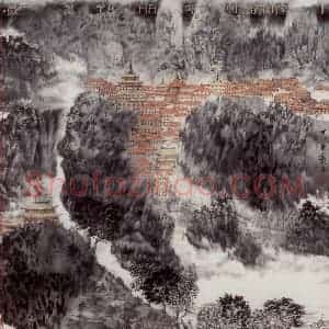 2004年 卓鹤君《千家山郭静朝晖 日日红楼尘翠微》国画山水写意作品图片赏析