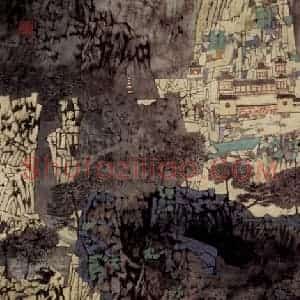 1994年 卓鹤君《恒岳悬空寺》国画山水写意作品图片赏析