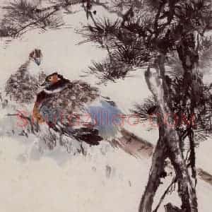 约1966年 王雪涛《同憩秋荫》国画花鸟作品图片赏析