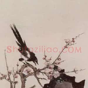 50年代 王雪涛《工写梅花喜鹊》国画花鸟作品图片赏析