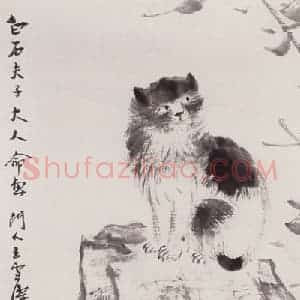 50年代 王雪涛《墨笔狸奴图》国画花鸟作品图片赏析