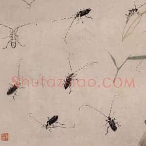 约1960年 王雪涛《草虫册页》国画花鸟作品图片赏析