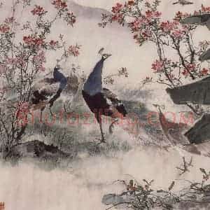 约1961年 王雪涛《云南山麓》国画花鸟作品图片赏析