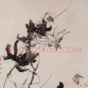 约1961年 王雪涛《铁线莲花》国画花鸟作品图片赏析