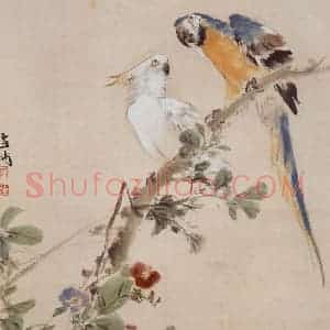 约1962年 王雪涛《鹦鹉图》国画花鸟作品图片赏析