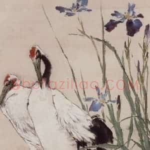 约1962年 王雪涛《鸳尾仙鹤》国画花鸟作品图片赏析