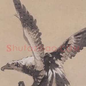 1933年 张书旗《飞鹰图》国画花鸟作品图片赏析