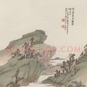 1931年 萧俊贤《红树春山图》国画综合作品图片赏析